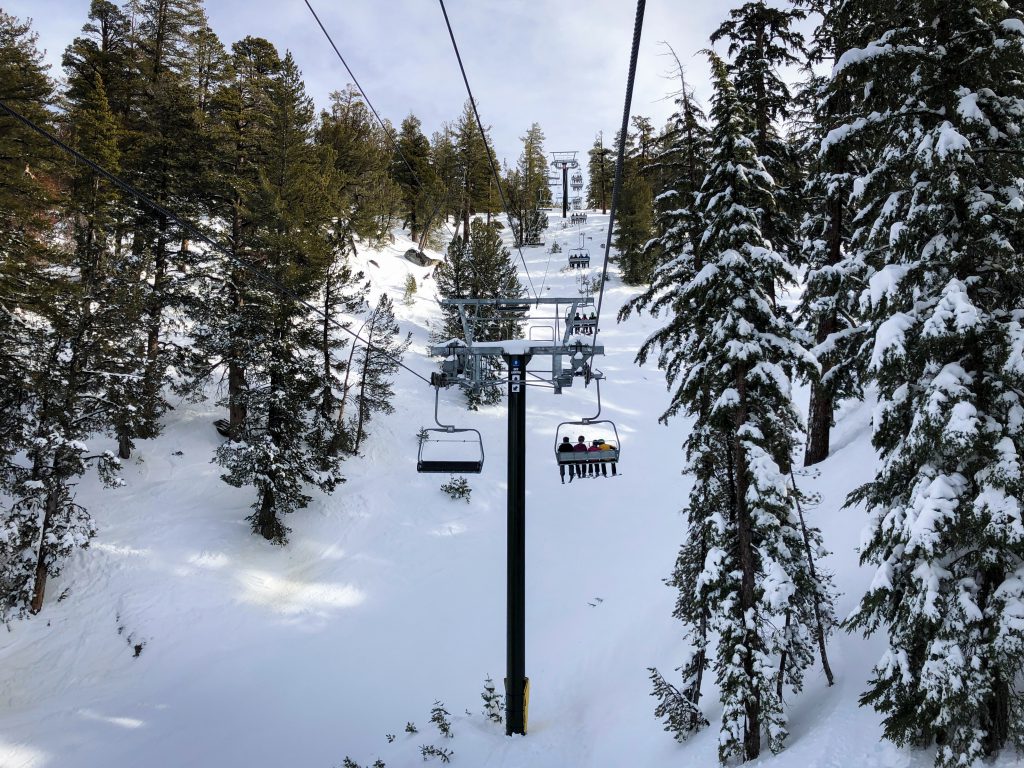 Going up in the ski lifts